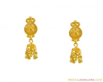22Kt Gold Jhumka Earrings ( 22Kt Gold Fancy Earrings )