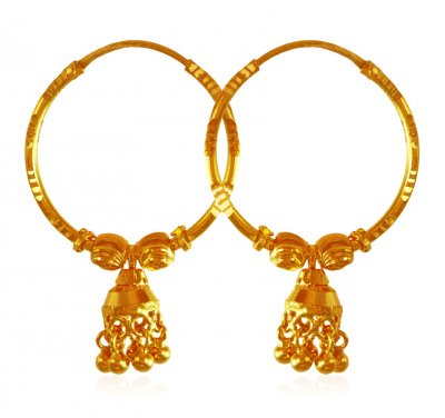 22K Gold Balls Bali  ( Hoop Earrings )