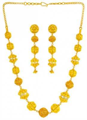 22K Gold Balls Maala Set ( Antique Necklace Sets )