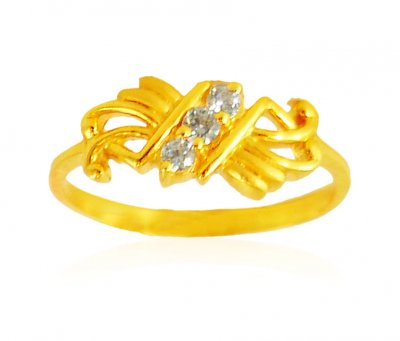 22Kt Gold Cubic Zircon Ring ( Ladies Signity Rings )