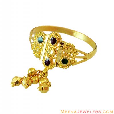 22K Fancy Ladies Meenakari Ring  ( Ladies Gold Ring )