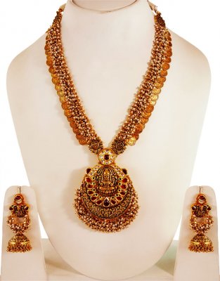 22kt Gold Antique long Necklace  ( Antique Necklace Sets )