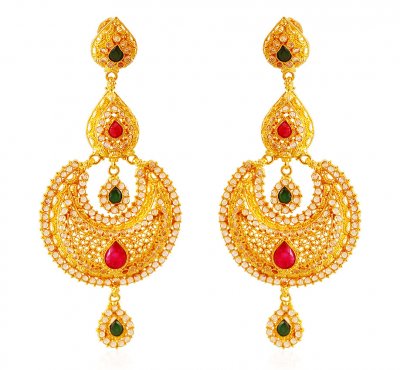22K Gold Bali with Stones ( Exquisite Earrings )