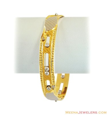 22K Gold Bangle With Cz ( Two Tone Bangles )