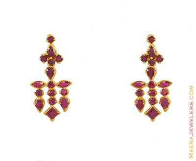 Precious Ruby Earring (22k gold) ( Precious Stone Earrings )