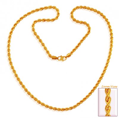 22k Gold Rope Chain (20 Inch) ( Men`s Gold Chains )