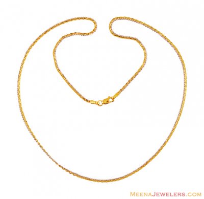 Flat Two Tone Gold Chain (18 Inch) ( Plain Gold Chains )