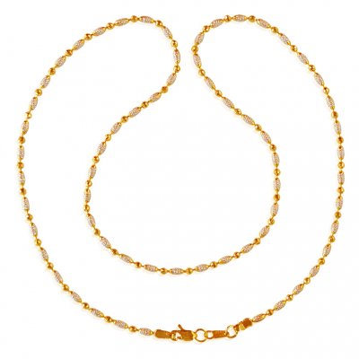 22kt Gold Rice Balls Two Tone Chain ( 22Kt Gold Fancy Chains )