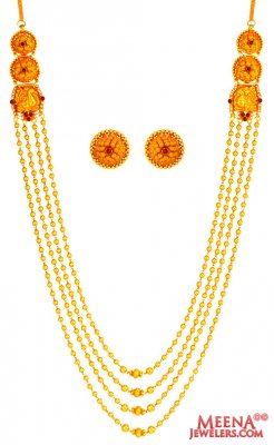 22K Gold Layered Necklace Set ( 22 Kt Gold Sets )
