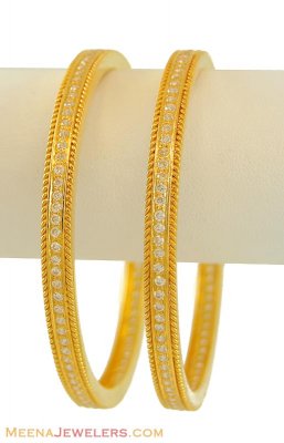 Gold bangles with CZ ( Gold Bangles )