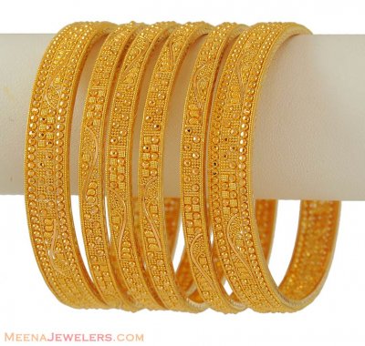 22K Gold Exquisite Filigree Bangles Set ( Set of Bangles )