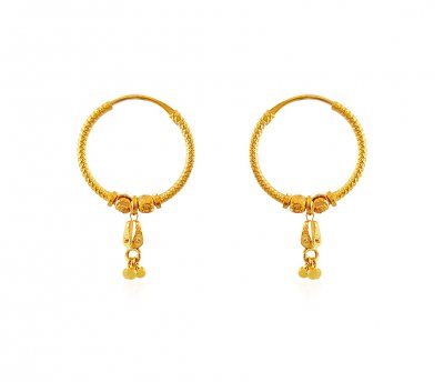 22K Gold Designer Hoop Earrings  ( Hoop Earrings )