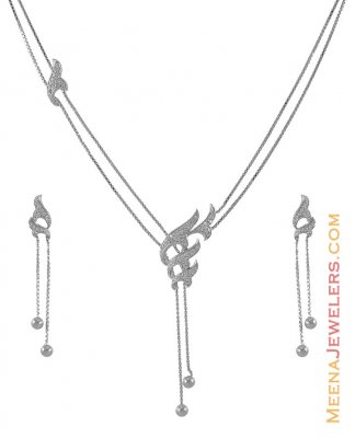 White Gold Designer Necklace Set ( White Gold Sets )