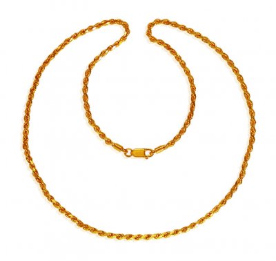22 Kt Gold Rope Chain (20 Inch) ( Men`s Gold Chains )