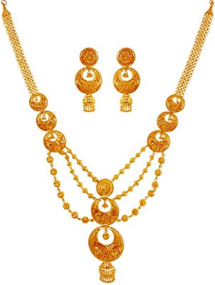 22Kt Gold Layered Necklace Set ( 22 Kt Gold Sets )