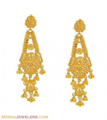 22K Yellow Gold Earrings ( 22Kt Gold Fancy Earrings )