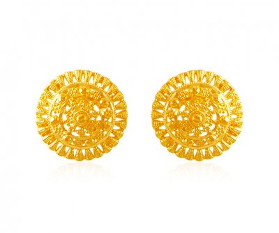 Gold Circle Earrings ( 22 Kt Gold Tops )