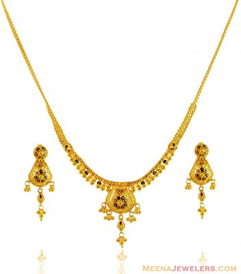 Gold Necklace with Meenakari work ( Light Sets )