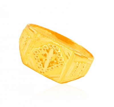 22k Mens Gold Fancy Style Ring ( Mens Gold Ring )