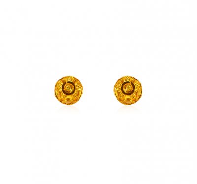 22 kt Gold Stud Earrings For Girls ( 22 Kt Gold Tops )