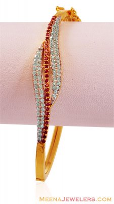 Gold Bangle with Colored Signity ( Stone Bangles )