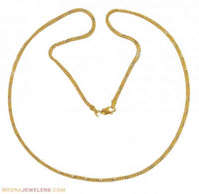 Two Tone Foxtail Chain (22 karat) ( Plain Gold Chains )