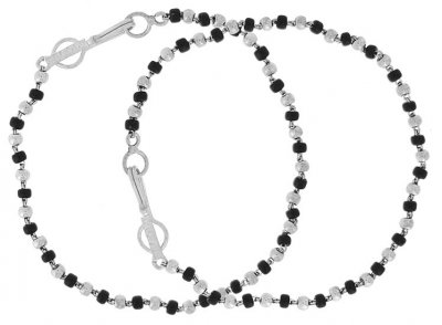 White Gold Bracelet with Beads ( Black Bead Bracelets )