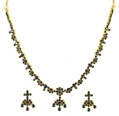 22K Sapphire Necklace ( Sapphire Necklace Sets )