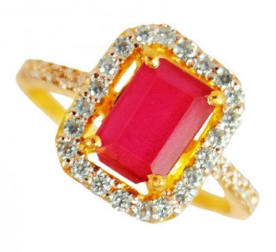 22 Karat Gold Ruby Ring ( Ladies Rings with Precious Stones )