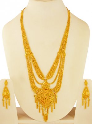 22K Gold Necklace and Earrings Set ( Bridal Necklace Sets )