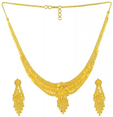 22K Gold Necklace and Earrings Set ( Light Sets )