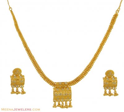 Indian Gold Necklace Set (22K) ( 22 Kt Gold Sets )