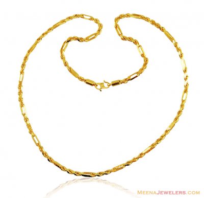 24 in Mens 22k Gold Rope Chain ( Men`s Gold Chains )
