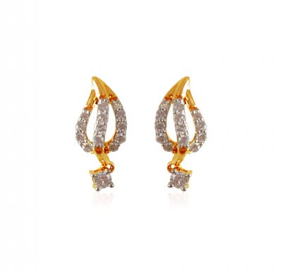 18K Yellow Gold Diamond Earrings ( Diamond Earrings )