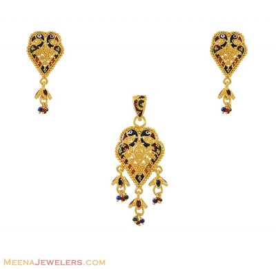 Indian Peacock Pendant Set ( Gold Pendant Sets )