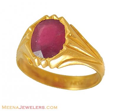 22 Karat Gold Ruby Birthstone Ring ( Astrological BirthStone Rings )
