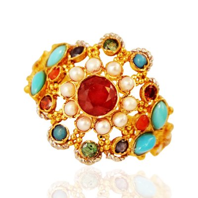 22kt Gold Stones Ring ( Ladies Rings with Precious Stones )