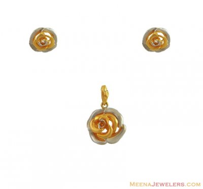 Gold Pendant Set (Rose shaped) ( Fancy Pendant Set )