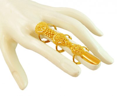 22K Traditional Layered Ring ( Ladies Gold Ring )