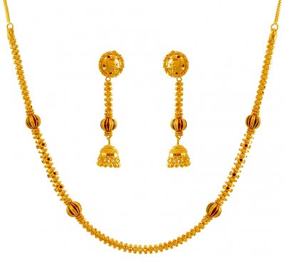 Fancy Meenakari Jhumka Necklace Set ( Light Sets )