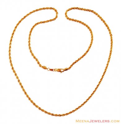 22k Rope Chain (24 Inch) ( Men`s Gold Chains )