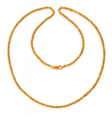 Mens 22K Gold Rope Chain (24 Inch) ( Men`s Gold Chains )
