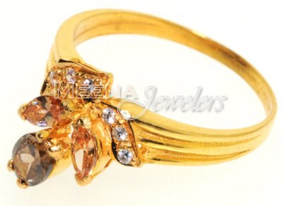 Gold Ring Colored Cubic Zircon ( Ladies Rings with Precious Stones )