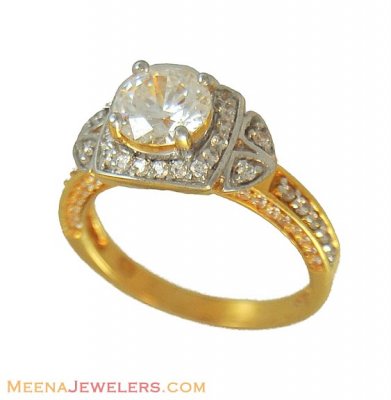 22K Solitaire Ring (Signity) ( Ladies Signity Rings )
