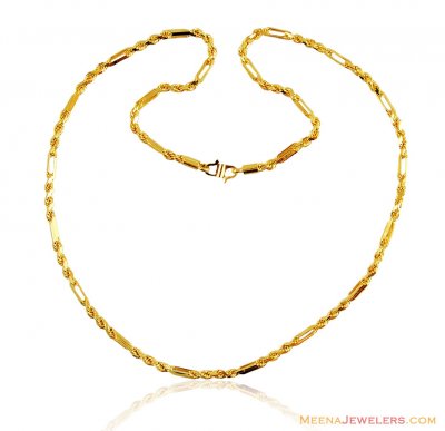 22k Fancy Mens Strong Rope Chain  ( Plain Gold Chains )