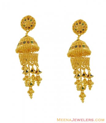 22K Gold Chandelier Earrings ( Exquisite Earrings )