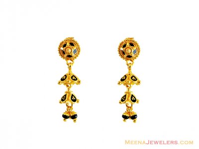 22K Fancy Meena Earrings Gold  ( 22Kt Gold Fancy Earrings )