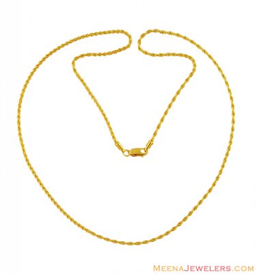 22K Hollow Rope Chain (20 Inches) ( Plain Gold Chains )