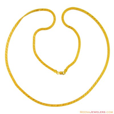 22k Flat Gold Chain (26 Inches) ( Men`s Gold Chains )