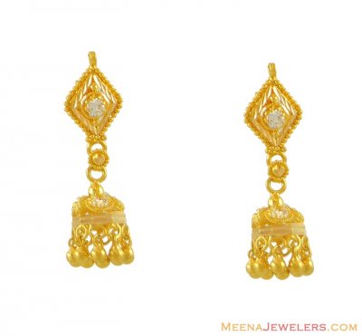 22Kt Gold Jhumka Earrings ( 22Kt Gold Fancy Earrings )